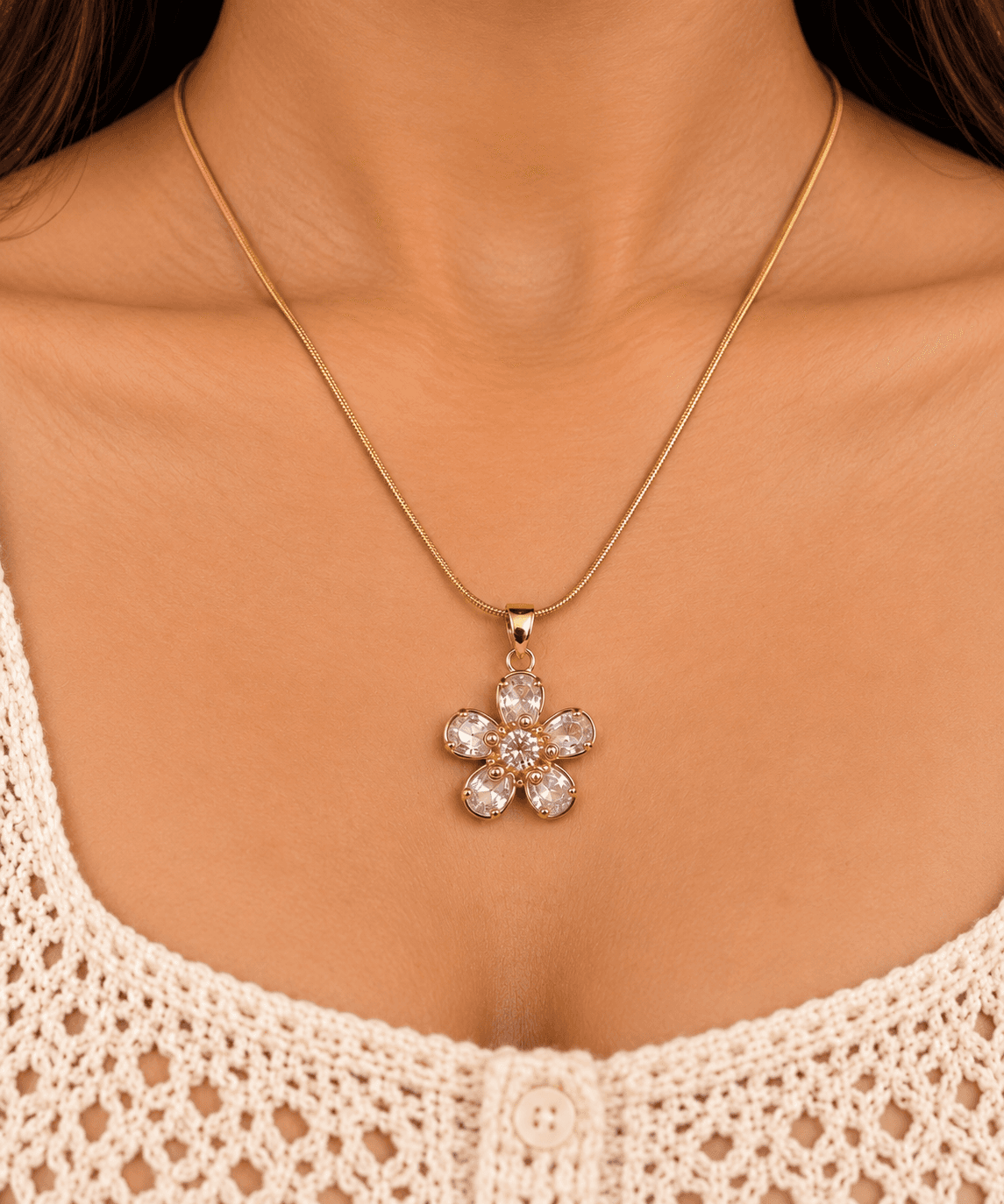 LAX_Crystal Bloom Necklace for Women - Image 1