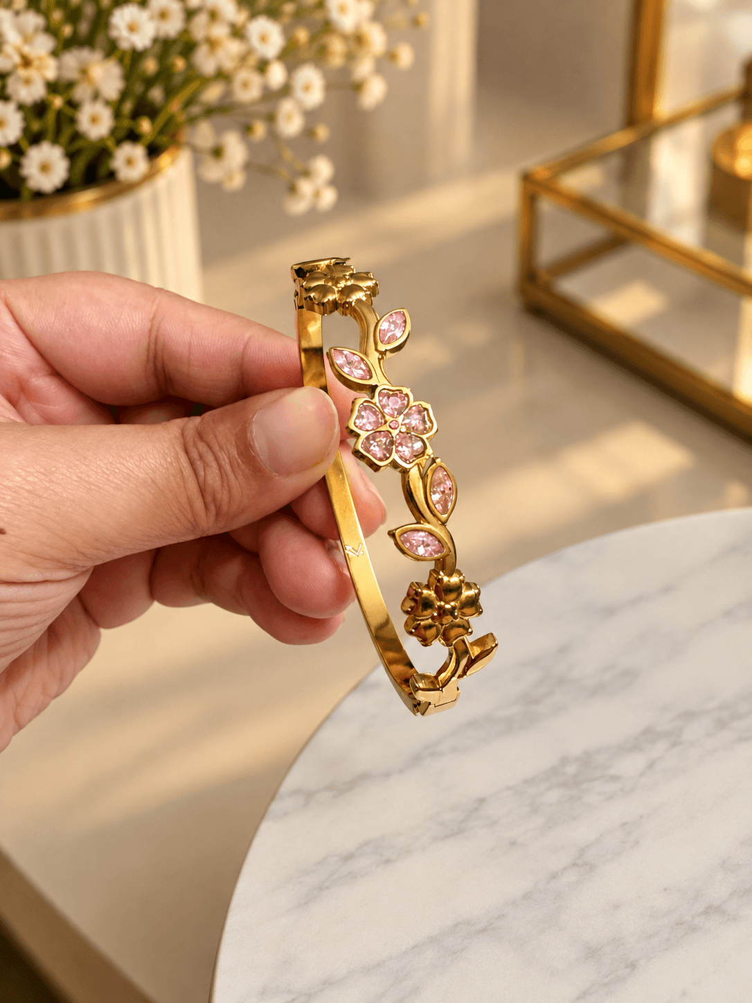 LAX_Pink Blossom Cuff Bracelet for Women - Image 1