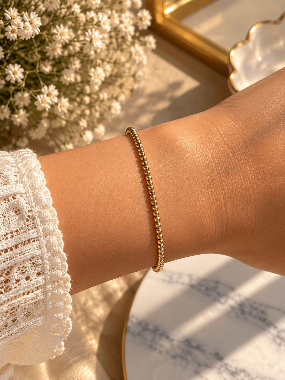 LAX_Golden Bead Bracelet for Women - Image 1