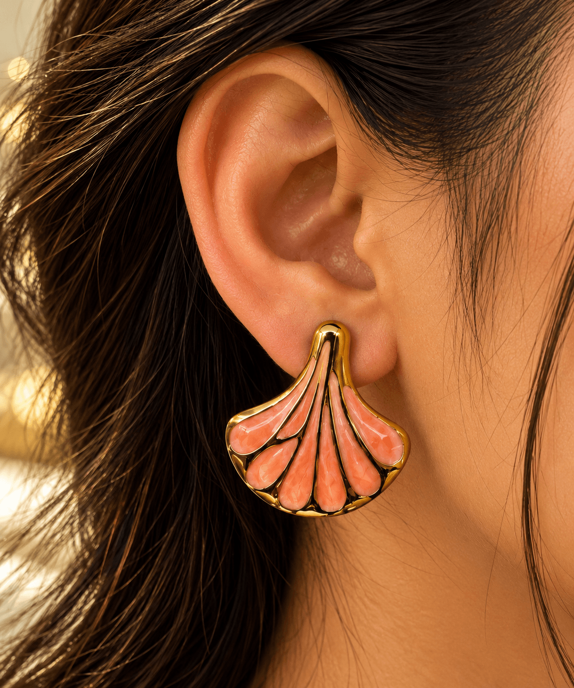 LAX_ Peachy Keen Enamelled Earrings - Image 1
