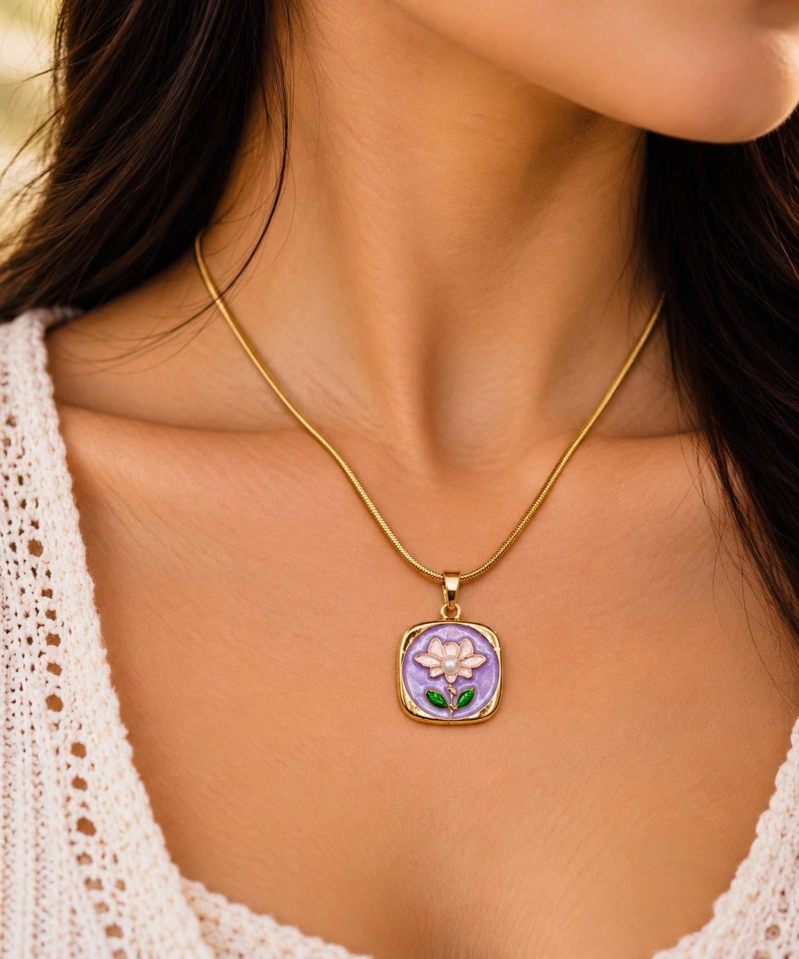 LAX_Lavender Bloom Pendant Necklace for Women - Image 1