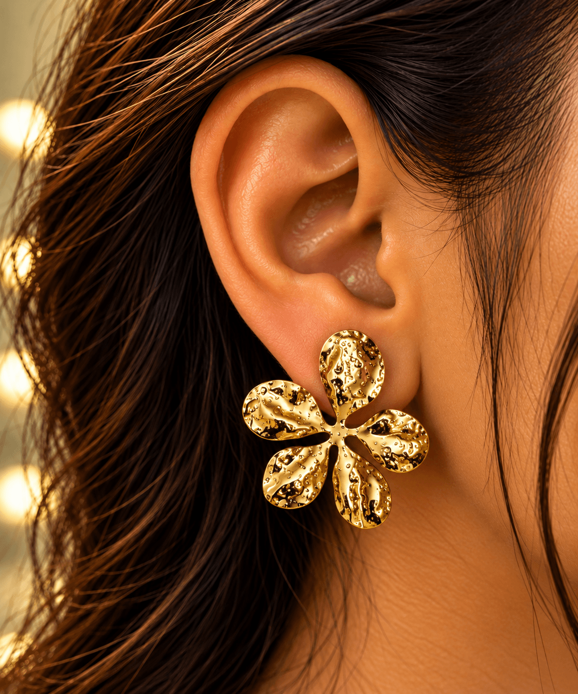 LAX_Golden Petal Bloom Earrings for Women - Image 1