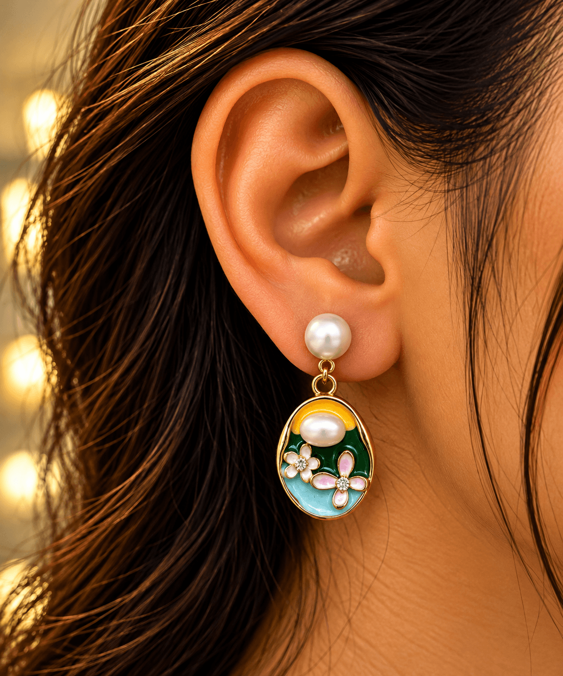 LAX_Enchanted Garden Pearl Drop Earrings for Women - Image 1