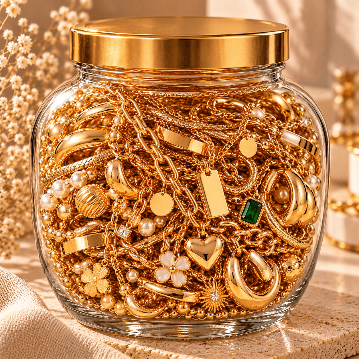 LAX The Jumbo Golden Treasure Mystery Jewellery Jar for Women - Image 1