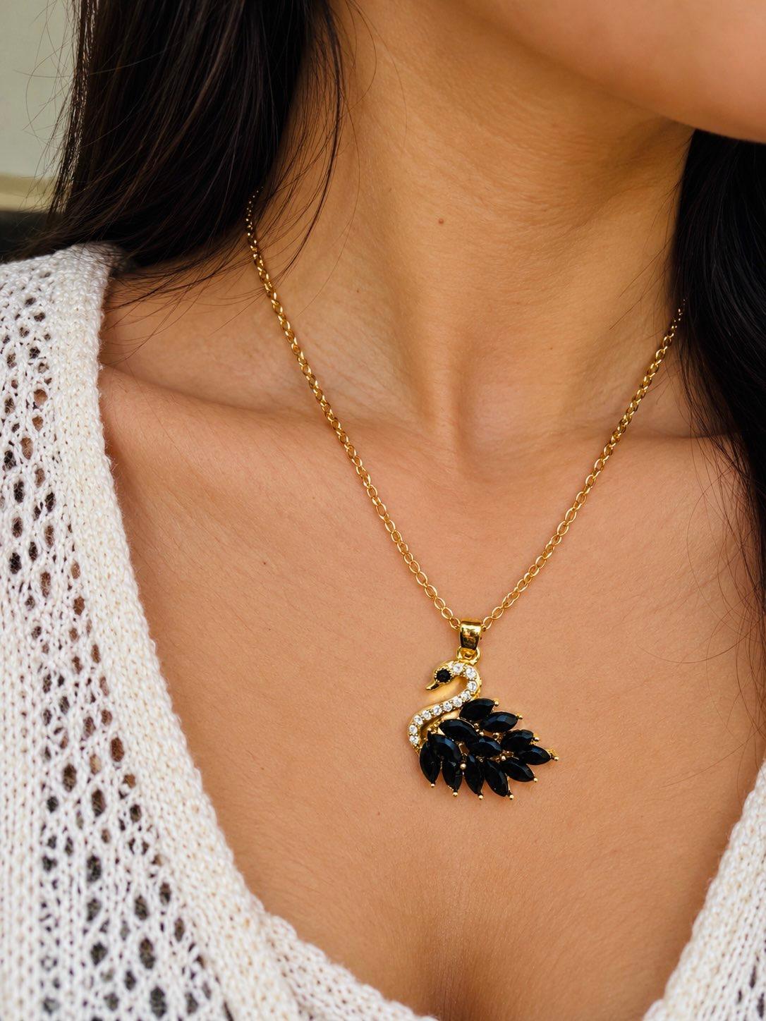LAX_Midnight Swan Pendant Necklace for Women - Image 1