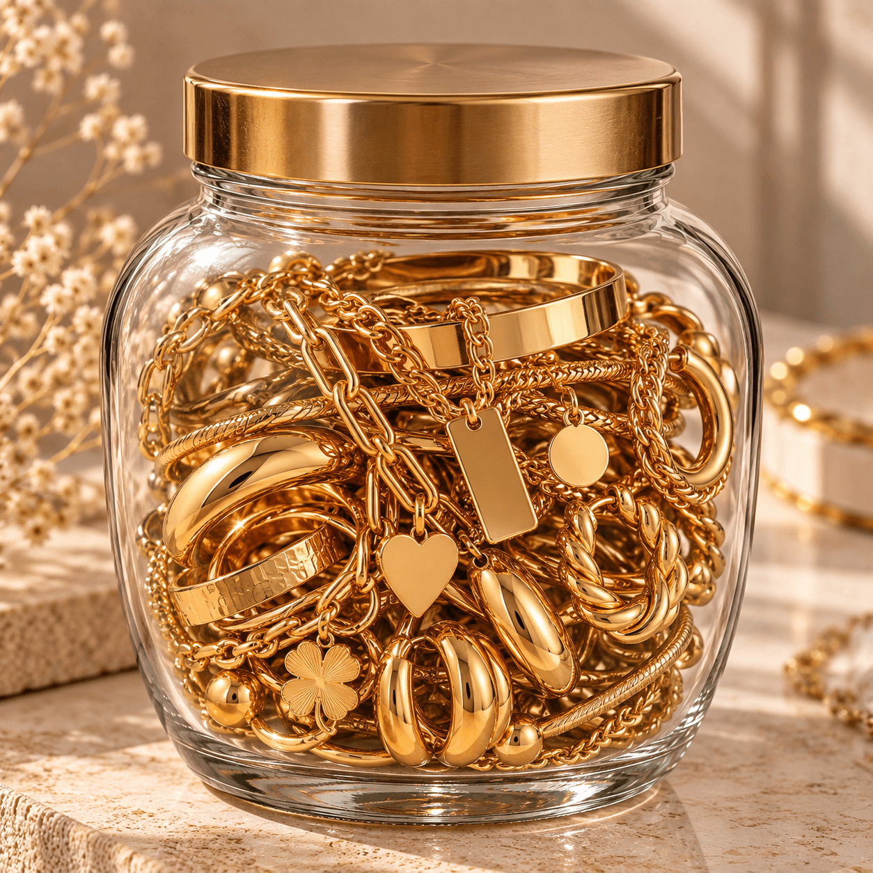 LAX The Large Golden Treasure Mystery Jewellery Jar for Women - Image 1